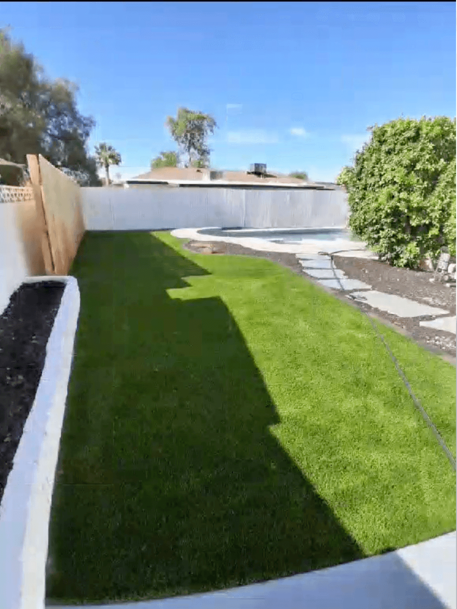 Backyard artificial turf installation Phoenix